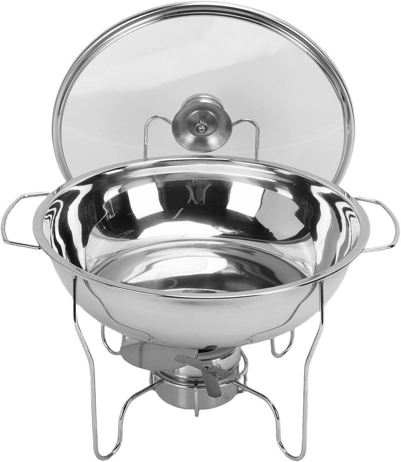 Generic Round Chafing Dishes for Buffet, Stainless Steel Chafing Dish Buffet Set Round Catering Food Warmer with Glass Lid, Fuel Container, for Parties, Events (3.5L) - Image 3