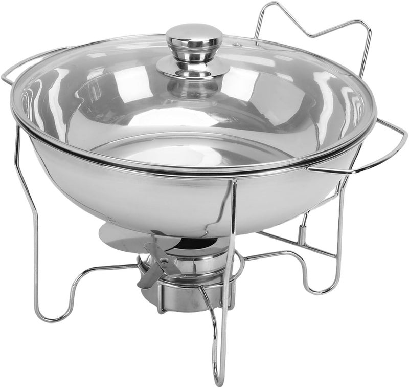 Generic Round Chafing Dishes for Buffet, Stainless Steel Chafing Dish Buffet Set Round Catering Food Warmer with Glass Lid, Fuel Container, for Parties, Events (3.5L) - Image 5