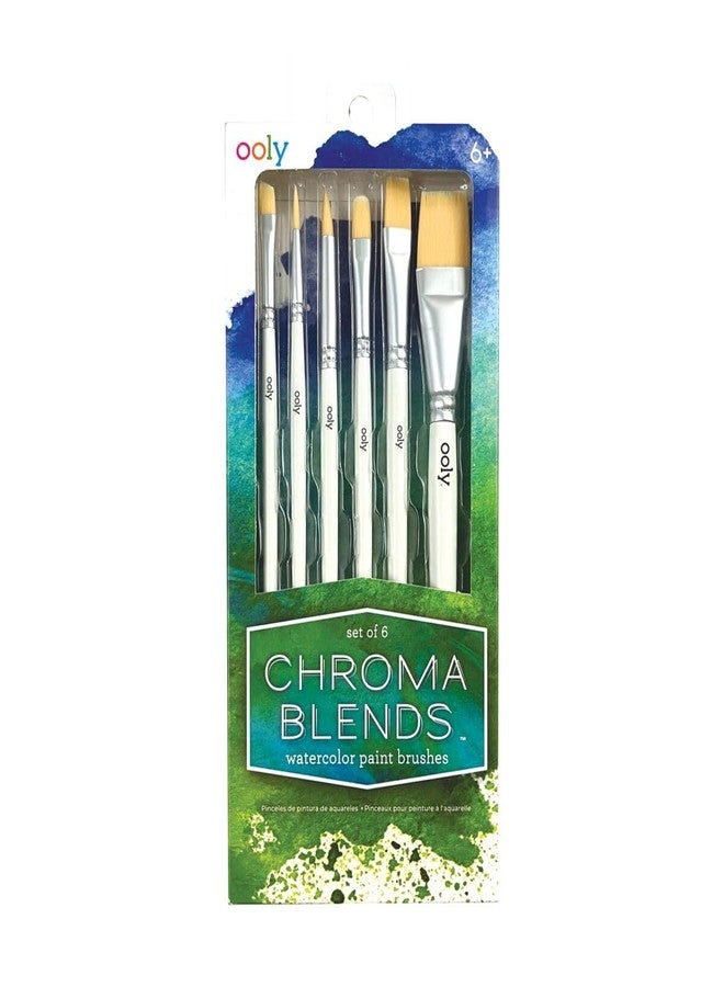 Ooly Chroma Paint Brush Set of 6 Brushes with Assorted Sizes, Beginner to Intermediate Level Paint Brushes for Kids, School Supplies - Image 1