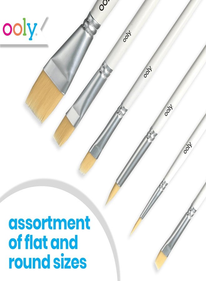 Ooly Chroma Paint Brush Set of 6 Brushes with Assorted Sizes, Beginner to Intermediate Level Paint Brushes for Kids, School Supplies - Image 3