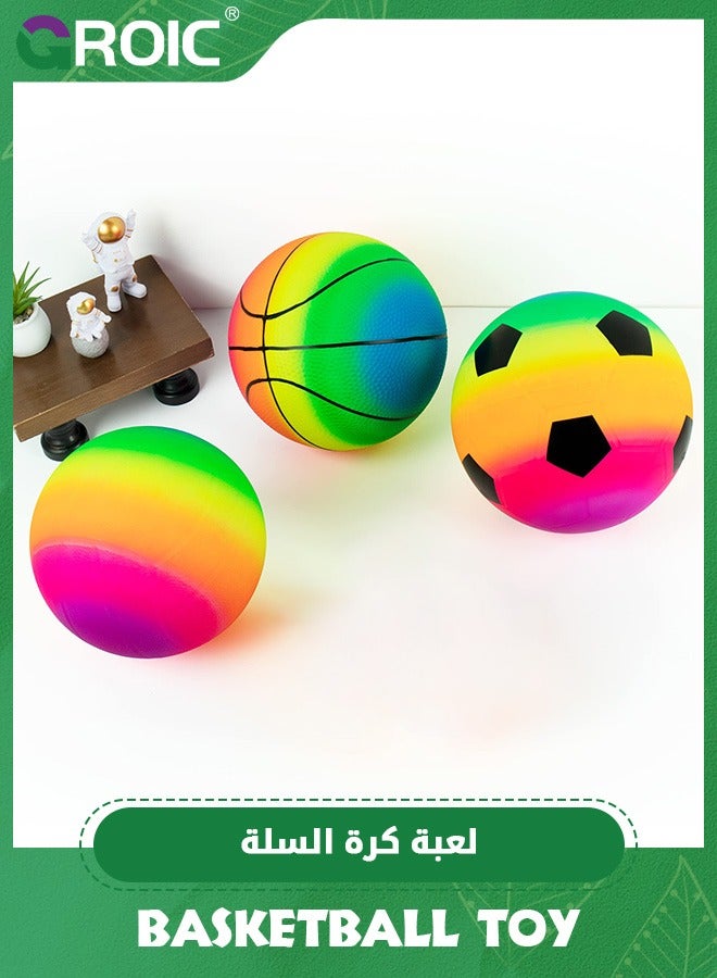 GROIC 3 Pcs Colorful Sports Balls Pack of 3,Football, Basketball, and Volleyball for Playground,Inflatable Multi-Sport Ball Set,Kids Outdoor Activities,Playground Balls - Image 4