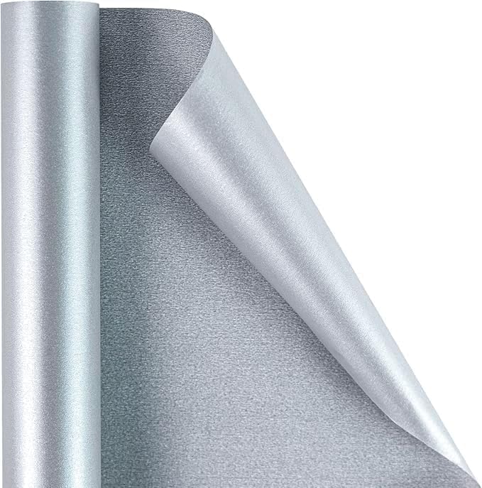 WRAPAHOLIC Solid Color Pearl Glossy Wrapping Paper,Silver Matte Gift Wrapping Paper - Perfect for Baby Shower,Party,Birthday,DIY Bouquet,Wedding(17in x 32.8ft Roll, 46 Sq. Ft) - Image 2