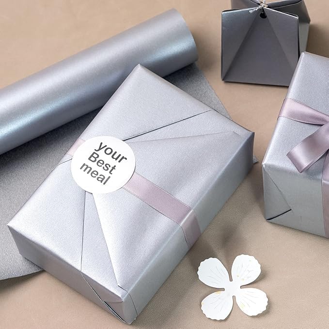 WRAPAHOLIC Solid Color Pearl Glossy Wrapping Paper,Silver Matte Gift Wrapping Paper - Perfect for Baby Shower,Party,Birthday,DIY Bouquet,Wedding(17in x 32.8ft Roll, 46 Sq. Ft) - Image 4