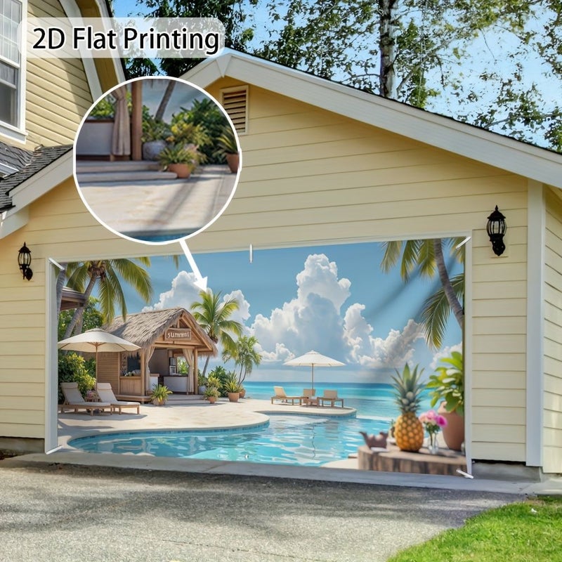 2D Flat Door Banner 400x180cm 157x71 Inch Large Fabric Outdoor Decoration Beach Paradise Bar Garage Door Banner Perfect For Autumn Celebrations Fall Festivals - Image 5