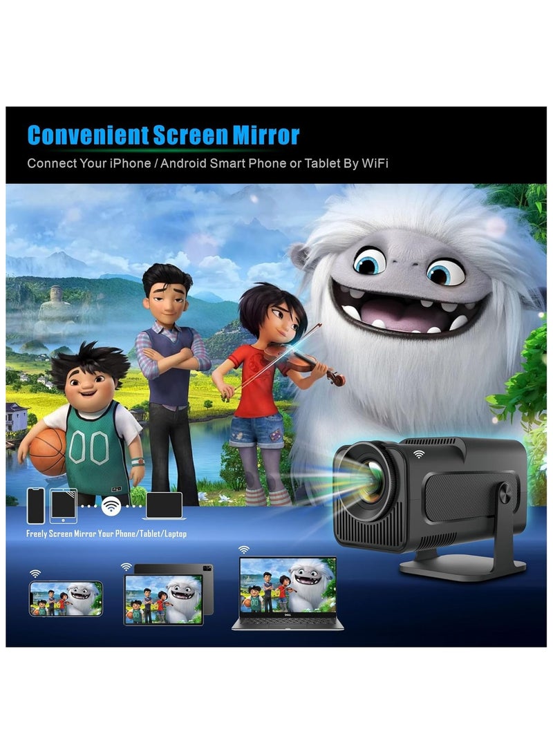 JAJEEK HY320 Mini Projector, Portable 1080P Projector with WiFi and Bluetooth, Smart Projector with Android 11, Auto Keystone Correction, 180° Rotatable Home Theater Projector for Phone/TV Stick, Black  - Image 2
