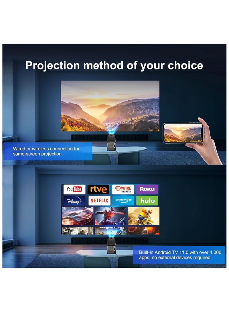 JAJEEK HY320 Mini Projector, Portable 1080P Projector with WiFi and Bluetooth, Smart Projector with Android 11, Auto Keystone Correction, 180° Rotatable Home Theater Projector for Phone/TV Stick, Black  - Image 5
