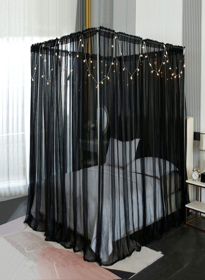 Akiky Canopy for Girls Room Bed Curtains Elegant Sheer Curtain for Twin Full Queen King Size Bed Drapes,8 Panels Canopies with Light,Room Décor(Full/Queen,Black) - Image 5