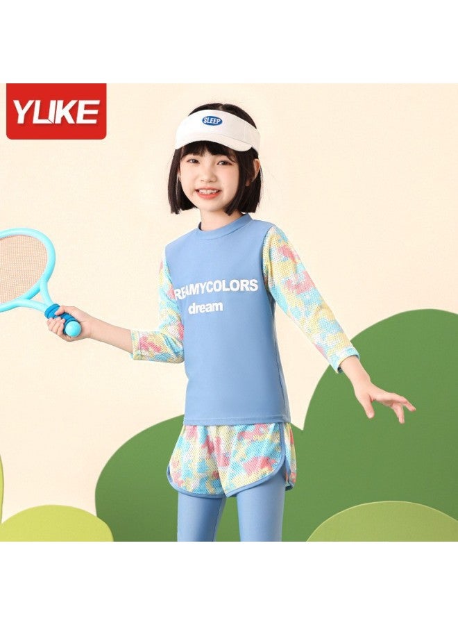 Children's Swimsuit Women's Conservative Sunscreen Three-piece Set Summer New Baby Split Quick-drying Sports Swimwear