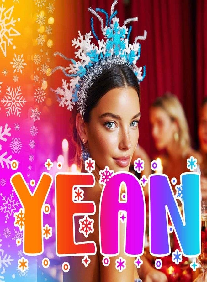 يان طوق رأس يان على شكل ندفة ثلجية مضيئة مزينة بالترتر اللامع، إكسسوارات مثالية لعيد الميلاد للنساء - Image 4