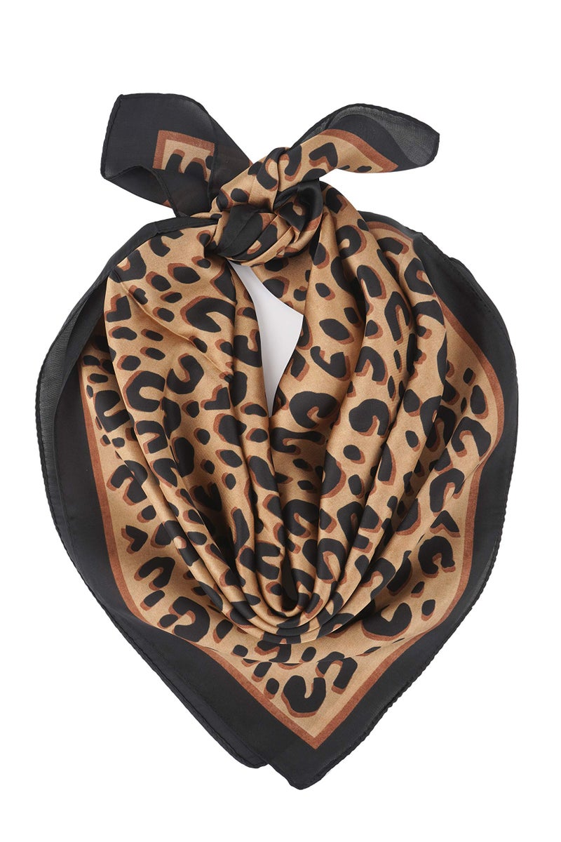 YOUR SMILE Silk Like Leopard Scarf Square Satin Hair Scarf Fashion Neck Scarfs for Women 27'' x 27'',Leopard Print - Image 1
