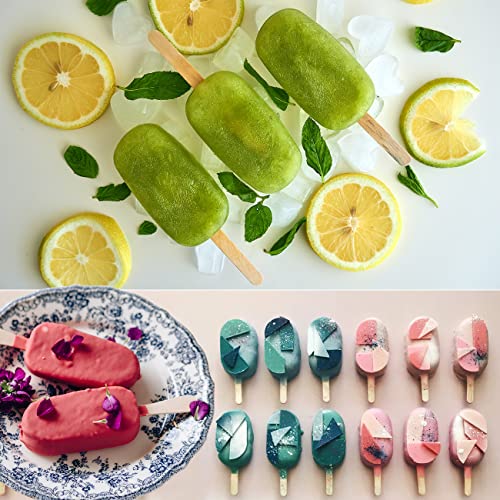 Sakolla 2 Pack Mini Popsicle Silicone Molds, 4 Cavities Oval Ice Pop Molds with 50 Wooden Sticks for Homemade Ice Cream, Cakesicles, Cake Pop (White) - Image 4
