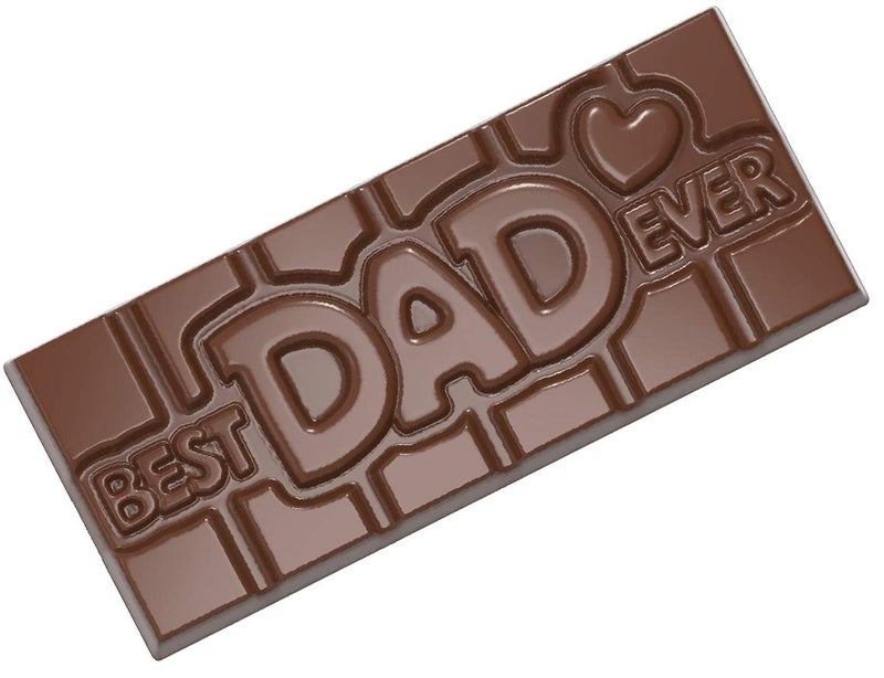 Chocolate World CW12017 BestDadEver Polycarbonate Candy Mold with 4 Cavities Each 50mm x 118mm x 8mm High