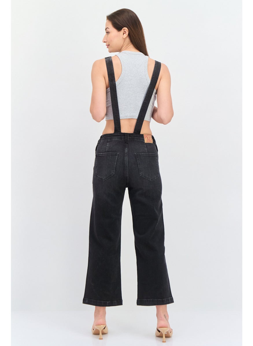 Pepe Jeans Women Washed Denim Jumpsuit, Black  - Image 4
