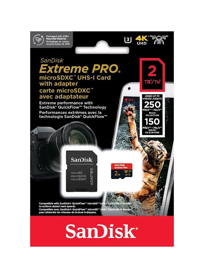 سانديسك 2TB Extreme PRO microSDXC UHS-I Card, Up to 250MB/s Read Speed; Up to 150MB/s Write Speed, -SDSQXCD-2T00-GN6MA - Image 2