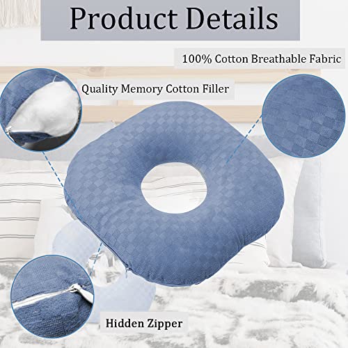 Wuronsa Ear Piercing Pillow for Side Sleepers, Pillow with an Ear Hole for CNH and Ear Pain Ear Inflammation Pressure Sores, O-Shaped Side Sleeping Pillow, Ear Guard Pillow (Blue) - Image 3