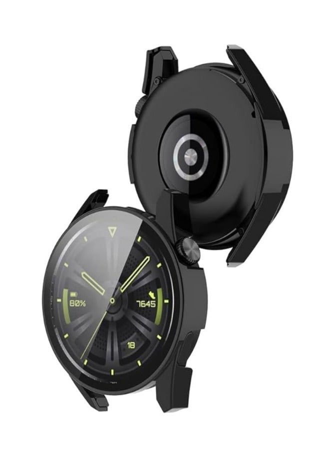 Case Compatible with Huawei Watch GT3 42mm,Shockproof HD Tempered glass screen protector Hard PC Bumper Protective Shell All-Around Protective (Black) - Image 2