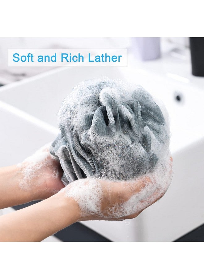 أمازيرباث إسفنجة لوفة AmazerBath 75 جرام/القطعة، إسفنجة حمام مقشرة للجسم - مجموعة من 4 قطع ليفة رمادية زرقاء وردية رمادية بيضاء (كبيرة) - Image 2