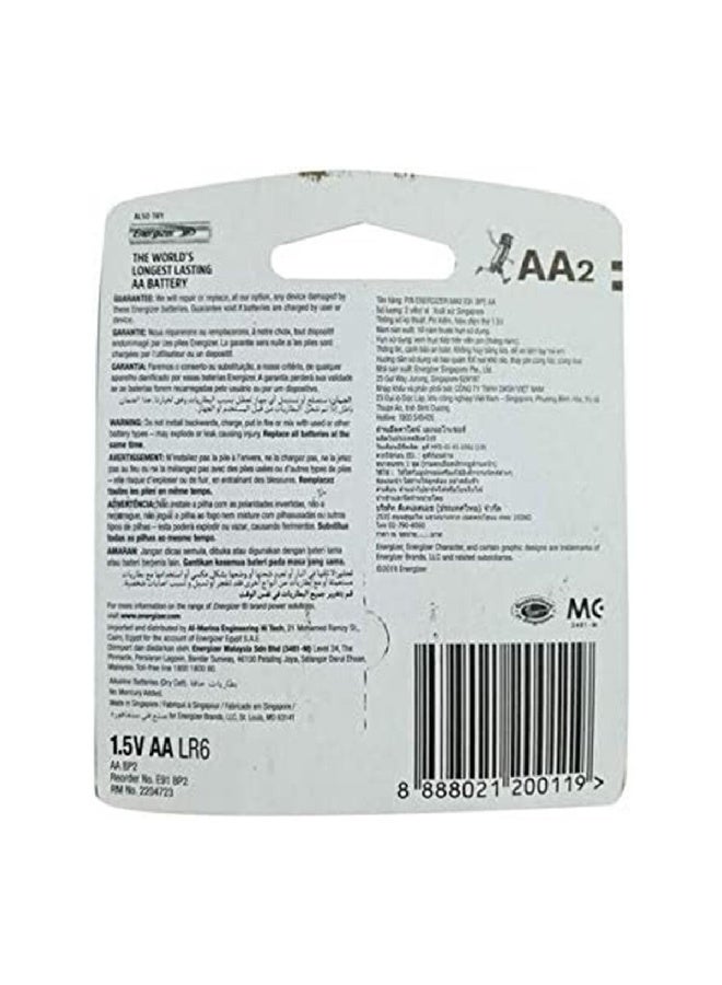 Energizer 2-Piece Max AA Battery Silver and Black 11.5 x 1.5 x 9.5 cm ‎‎06101-E91BP2 - Image 2