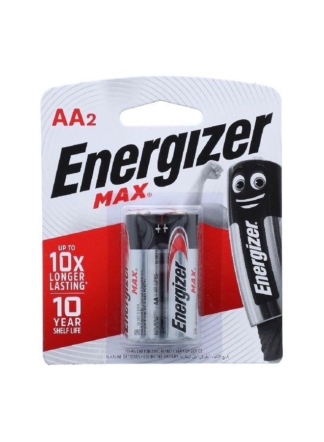 Energizer 2-Piece Max AA Battery Silver and Black 11.5 x 1.5 x 9.5 cm ‎‎06101-E91BP2 - Image 1