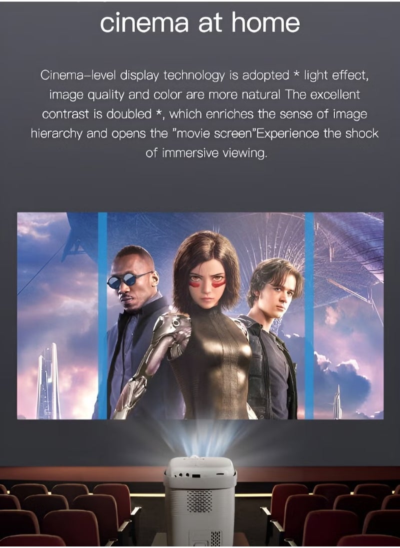 Portable Mini Projector Android Smart Projector 1920x1080P Multimedia Projector 100 inch Screen 8000 Lumens 5G WiFi Bluetooth Display Home Cinema Projector Model S10 – Perfect for Movies, Gaming, & Presentations