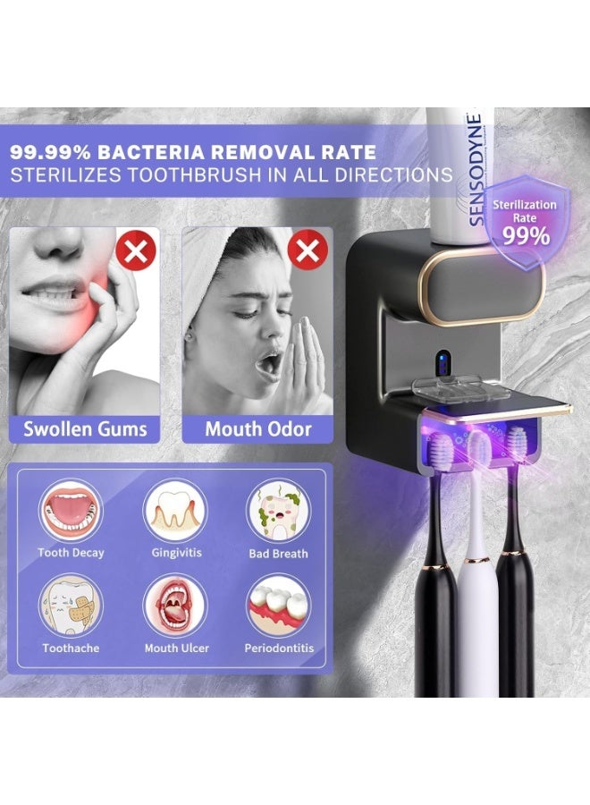 TRASSLE Automatic Toothpaste Dispenser, Toothbrush Sterilizer Holder, Wall Mounted Electric Toothpaste Dispenser with 3 Toothpaste Slots, Bathroom Toothpaste Dispenser for Kids and Adults - Image 5