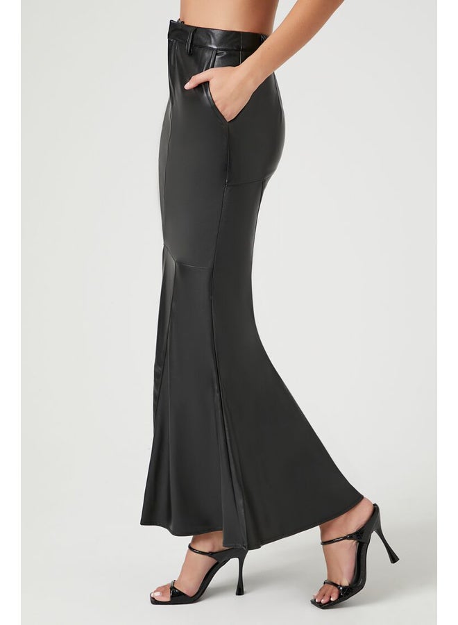 FOREVER 21 تنورة ماكسي على شكل حورية البحر من الجلد الصناعي - Image 2