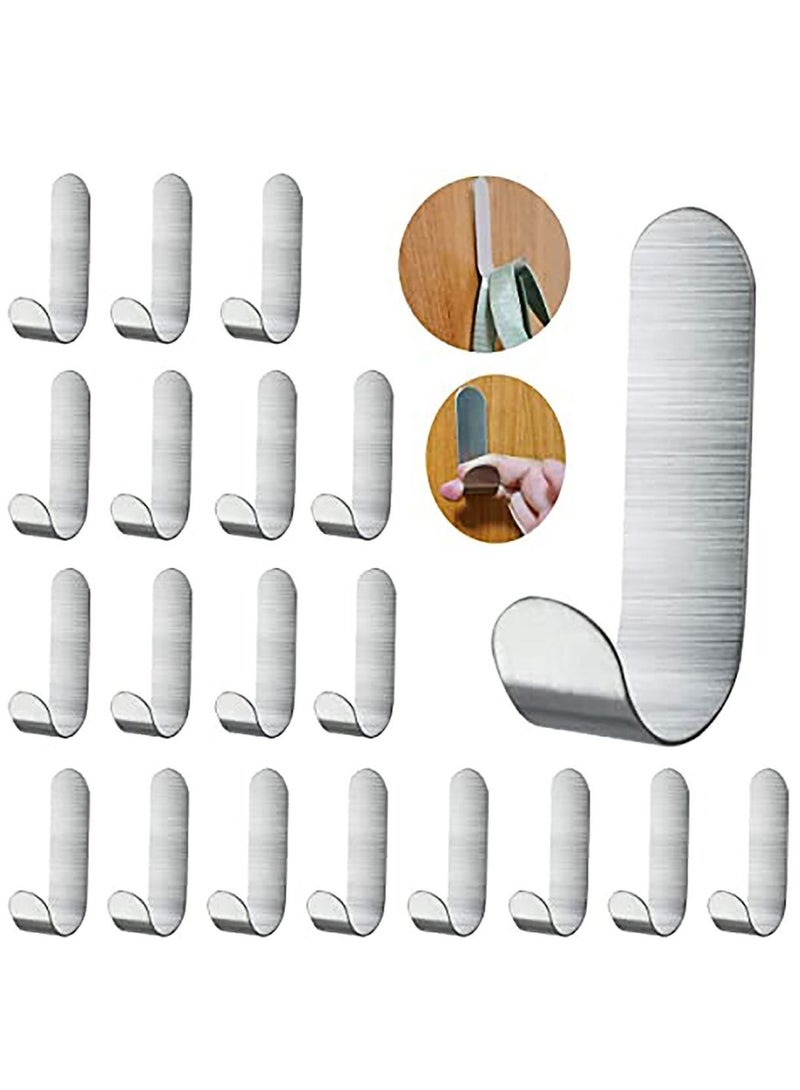 Adhesive Hooks, Wall Hooks 16 Pack Heavy Duty Stainless Steel for Hanging Jackets, Kitchenware, Bathrobes, Bath Towels, Coat, Bag, Party Light Strip - Image 1