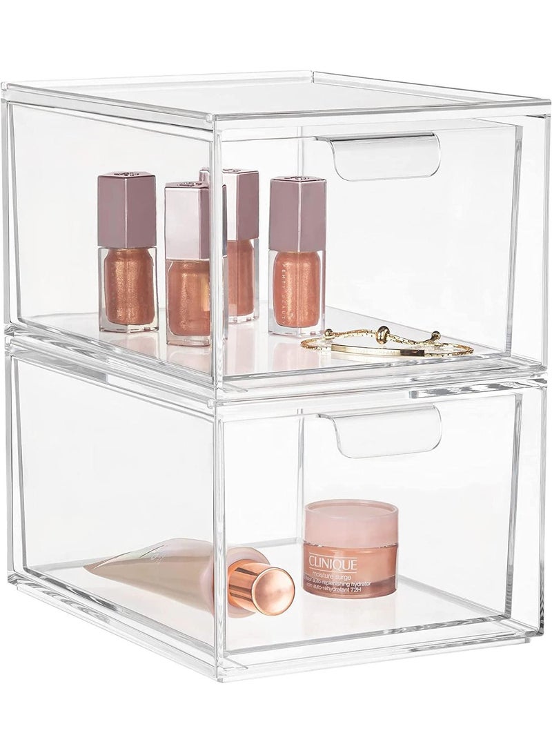 LIMOS Stackable Makeup Organizer Drawers Clear Plastic Cosmetic Containers and Storage Bins - Image 1