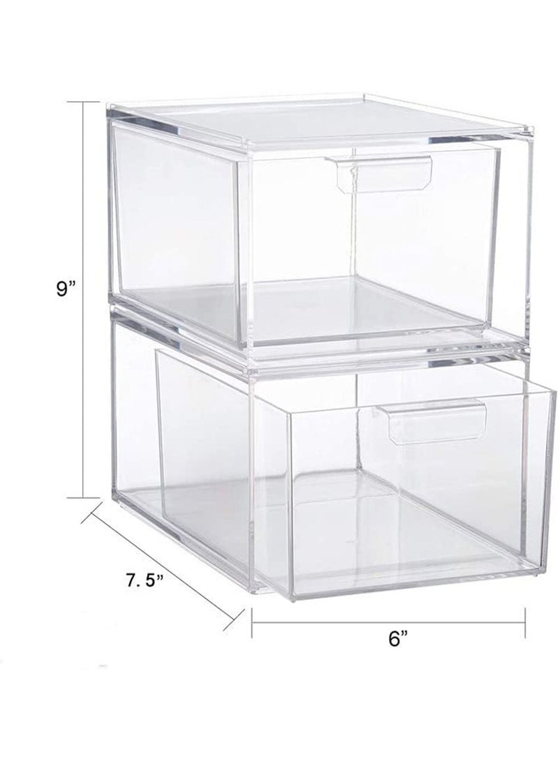 LIMOS Stackable Makeup Organizer Drawers Clear Plastic Cosmetic Containers and Storage Bins - Image 2