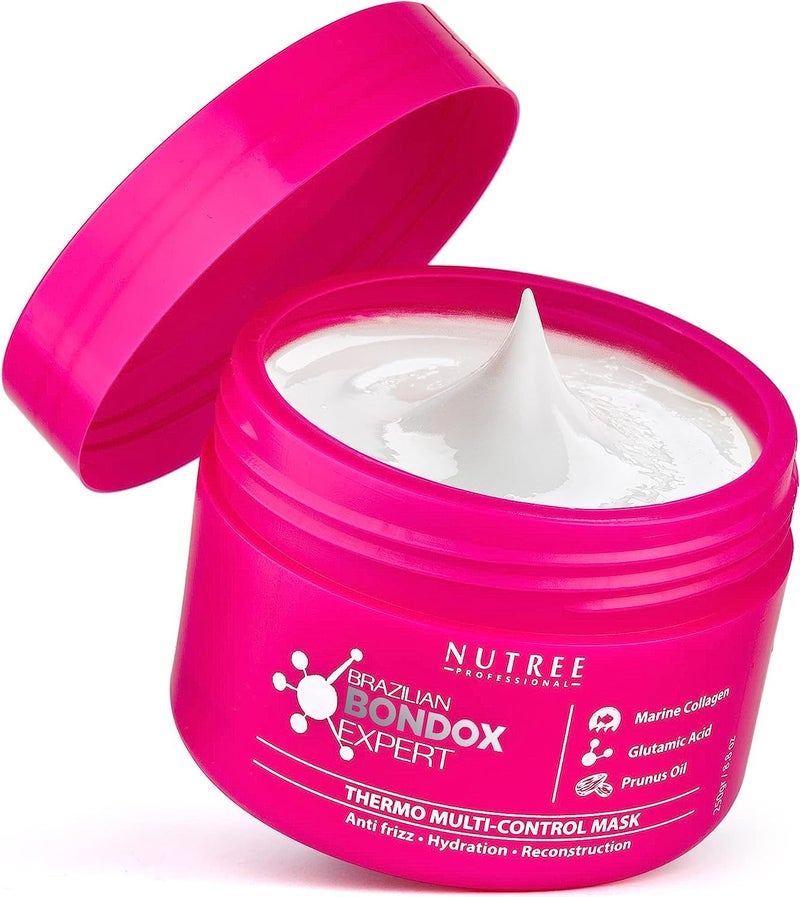 Nutree Professional HAIR MASK FOR DAMAGED HAIR BRAZILIAN BONDOX TREATMENT 8.8 oz Thermal Activated Mask for Dry Frizzy Hair | Formaldehyde Free Cruelty Free | Results for up to 1-3 months | Almond Hair Oil - Image 1