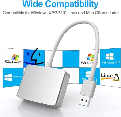 Rocketek XQD/SD/Micro SD Card Reader, Memory Multi-Card Reader/Writer/Adapter with 2 USB3.0 Port, Support Sony G/M Series Lexar 2933x/1400x USB Mark XQD Card, SD/SDHC/TF Card for Windows/Linux/Mac OS/Vista - Image 5