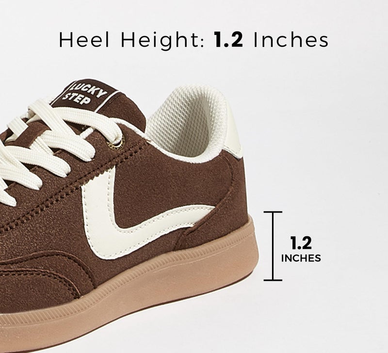 LUCKY STEP Women's Classic Fashion Casual Sneakers Skate Shoes No Slip Lace Up Walking Shoes(10 M US Brown) - Image 4