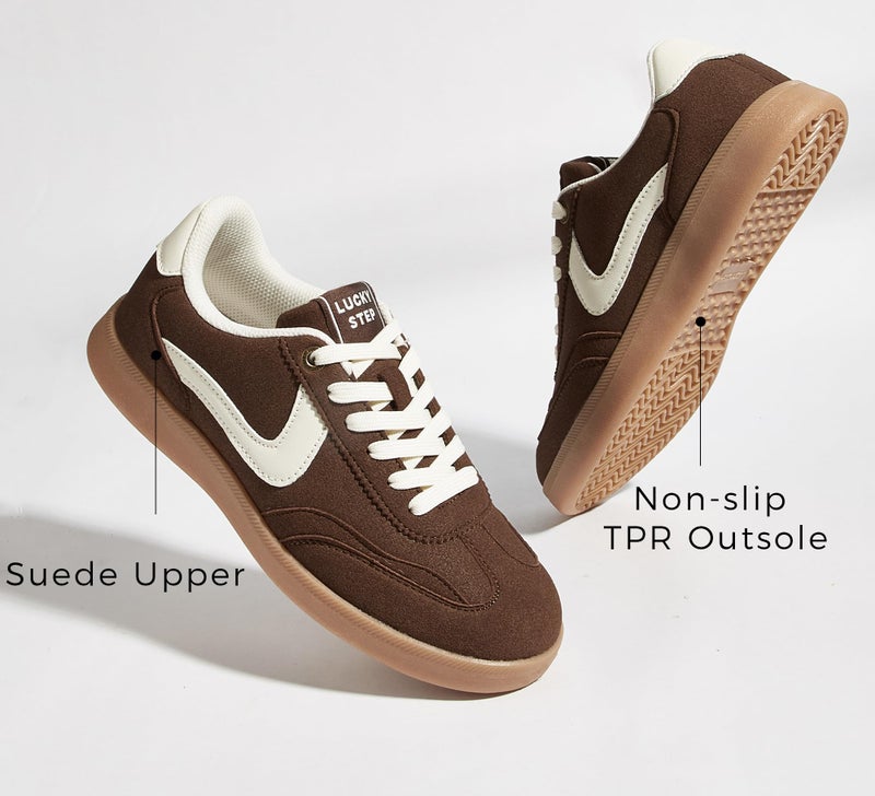 LUCKY STEP Women's Classic Fashion Casual Sneakers Skate Shoes No Slip Lace Up Walking Shoes(10 M US Brown) - Image 5