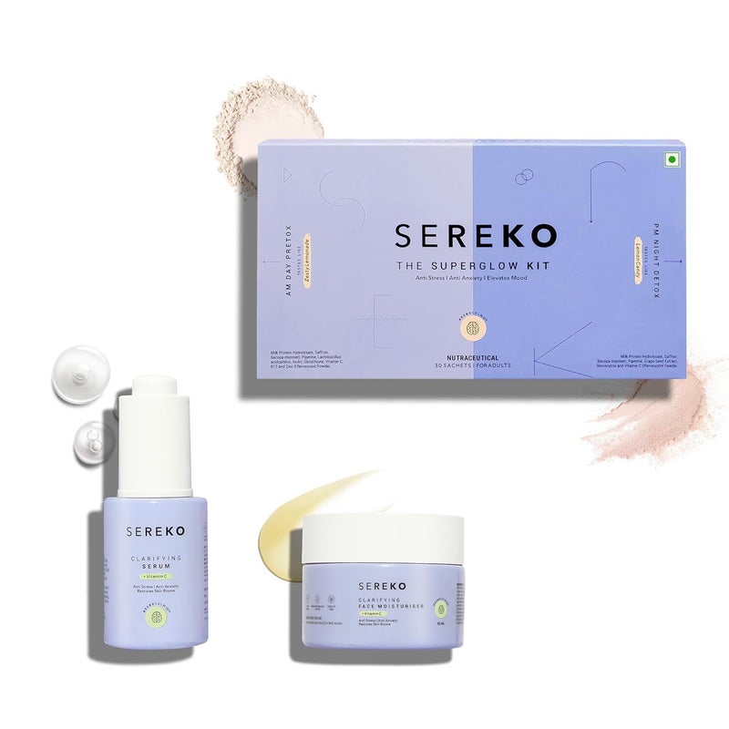 Sereko Advanced Active Vitamin C Skin Regime Kit Combo 50X Vitamin C Face Moisturiser 50 ml Clarifying Serum 30 ml Super Glow Collagen Powder 30 Sachet x 4g - Image 1