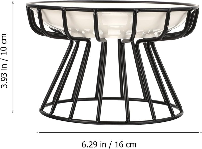Elevated Cat Food Bowl and Dog Water Container Set with Black Iron Rack, Ceramic Raised Feeding Bowl with Neck Protection and Anti-Spill Design, Suitable for Indoor Cats and Dogs - Image 2