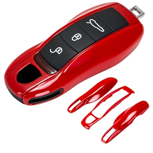 AeroBon 3-Piece Painted Key Cover Key Fob Shell Compatible with Porsche Key Shell Replacement (MK1, Red) - Image 1