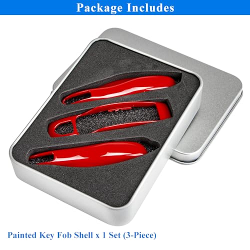 AeroBon 3-Piece Painted Key Cover Key Fob Shell Compatible with Porsche Key Shell Replacement (MK1, Red) - Image 2