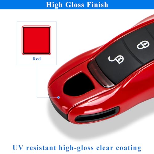 AeroBon 3-Piece Painted Key Cover Key Fob Shell Compatible with Porsche Key Shell Replacement (MK1, Red) - Image 5