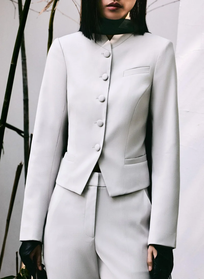 Lichi  Fitted single-breasted jacket with covered buttons for Women | Best Price UAE