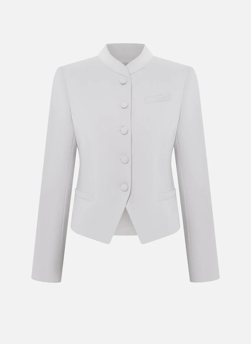 Lichi Fitted single-breasted jacket with covered buttons
