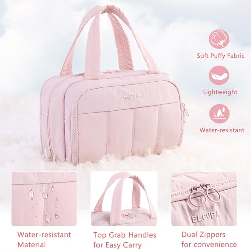 ELCUPA Large Makeup Bag Travel Toiletry Bag for Women – Travel Makeup Bag with 4 Compartments, Dry Wet Separation, Cosmetic Bag Organizer for Travel Essentials & Travel Size Toiletries,Travel Bag - Image 5