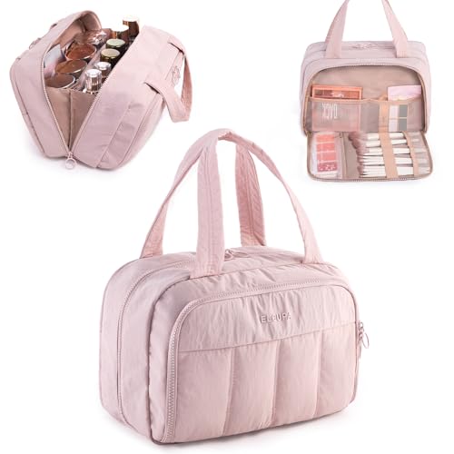 ELCUPA Large Makeup Bag Travel Toiletry Bag for Women – Travel Makeup Bag with 4 Compartments, Dry Wet Separation, Cosmetic Bag Organizer for Travel Essentials & Travel Size Toiletries,Travel Bag - Image 1