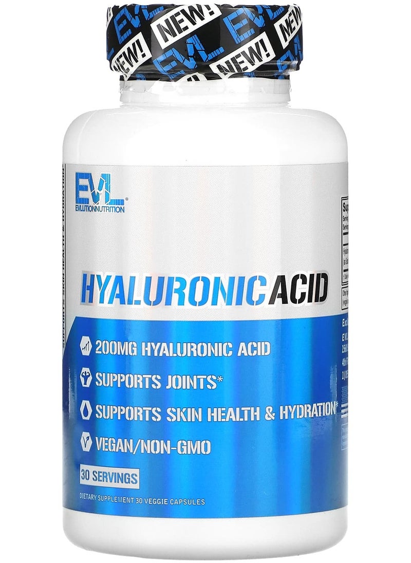 EVLUTION NUTRITION Hyaluronic Acid, 200 mg, 30 Veggie Capsules 