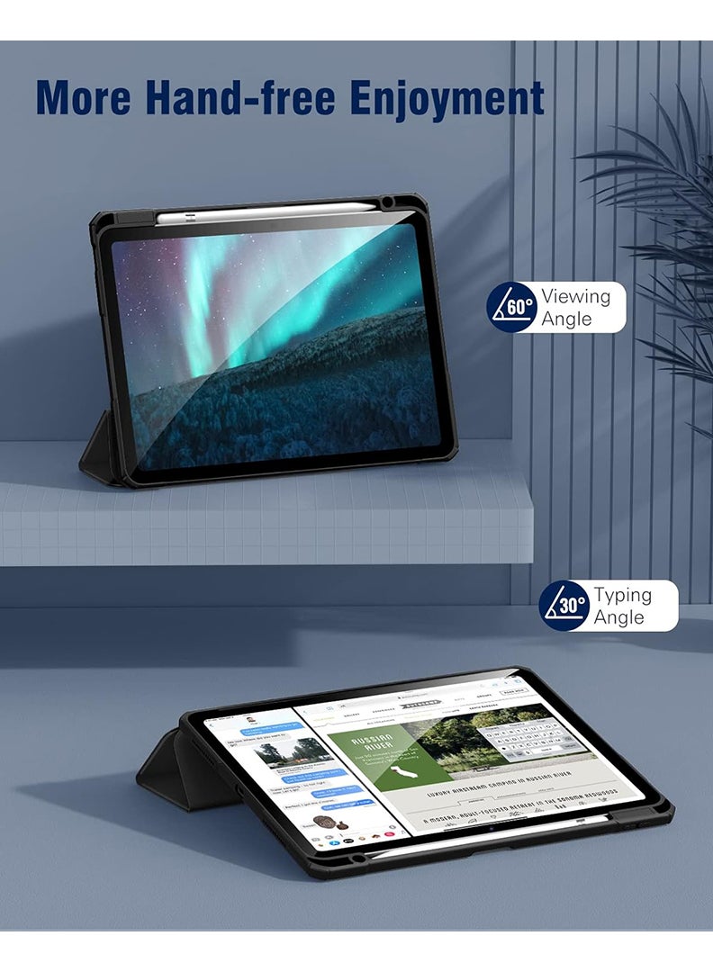 Theodor Hybrid Slim Case for iPad (A16) 11th Gen 11 Inch 2025/10th Gen 10.9 Inch 2022 Case with Pencil Holder, Shockproof Trifold Stand Protective Cover with Soft TPU Clear Back for iPad 11/ 10 Case, Auto Sleep/Wake Black  - Image 4