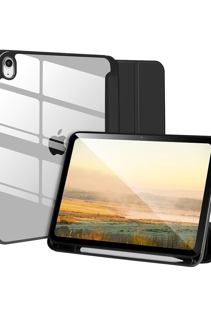 Theodor Hybrid Slim Case for iPad (A16) 11th Gen 11 Inch 2025/10th Gen 10.9 Inch 2022 Case with Pencil Holder, Shockproof Trifold Stand Protective Cover with Soft TPU Clear Back for iPad 11/ 10 Case, Auto Sleep/Wake Black  - Image 1