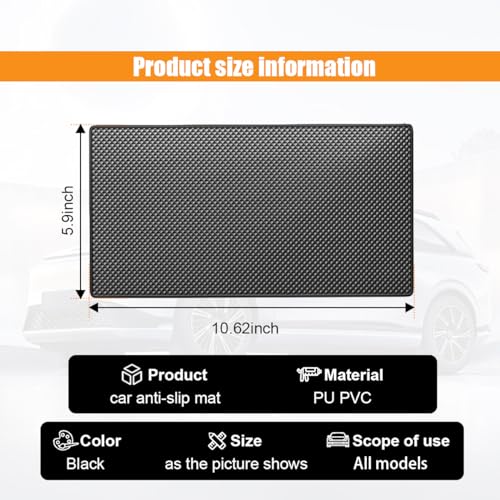 GLSOWEE Car Dashboard AntiSlip Mat 10659 Universal Car Dash Sticky Rubber Mat Multifunctional NonSlip Adhesive Pad Auto Dash Gripping Mat for Cell Phones Keys Coins Sunglasses Grid - Image 3