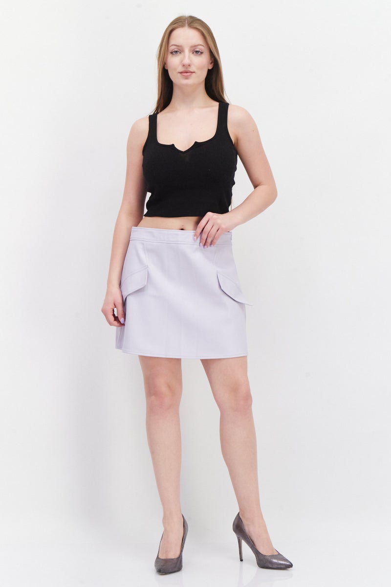 RIVER ISLAND Women Plain Mini Skirt, Light Purple - Image 4