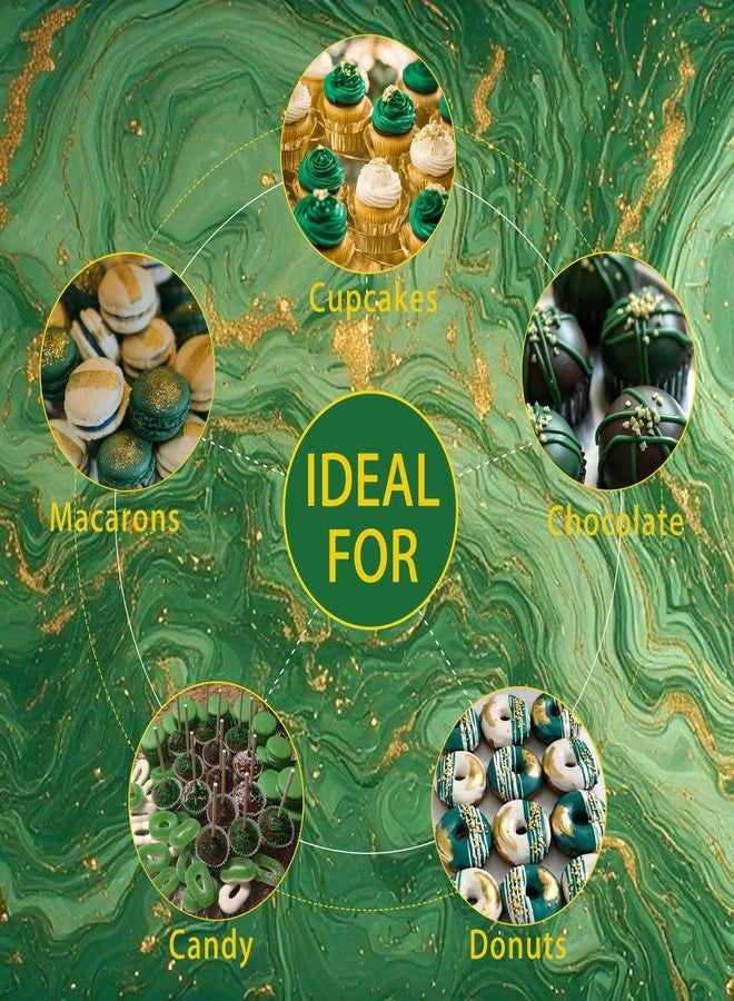 XCX Graduation Cupcake Stand Decoration, 3 Tier Congrats Grad Party Cupcake Holder Tower, Cardboard Grad Theme Dessert Cookies Stand for Graduation Party Supplies Favors (Green & Gold) - Image 3