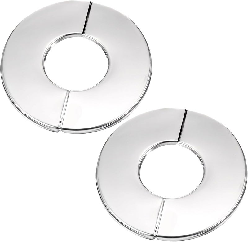 Bruislard 2PCS Wall Split Flange, Stainless Steel Plumbing Cover Plates, Round Escutcheon Plate for 28mm Dia Pipe, Buckles Design, Silver - Image 1