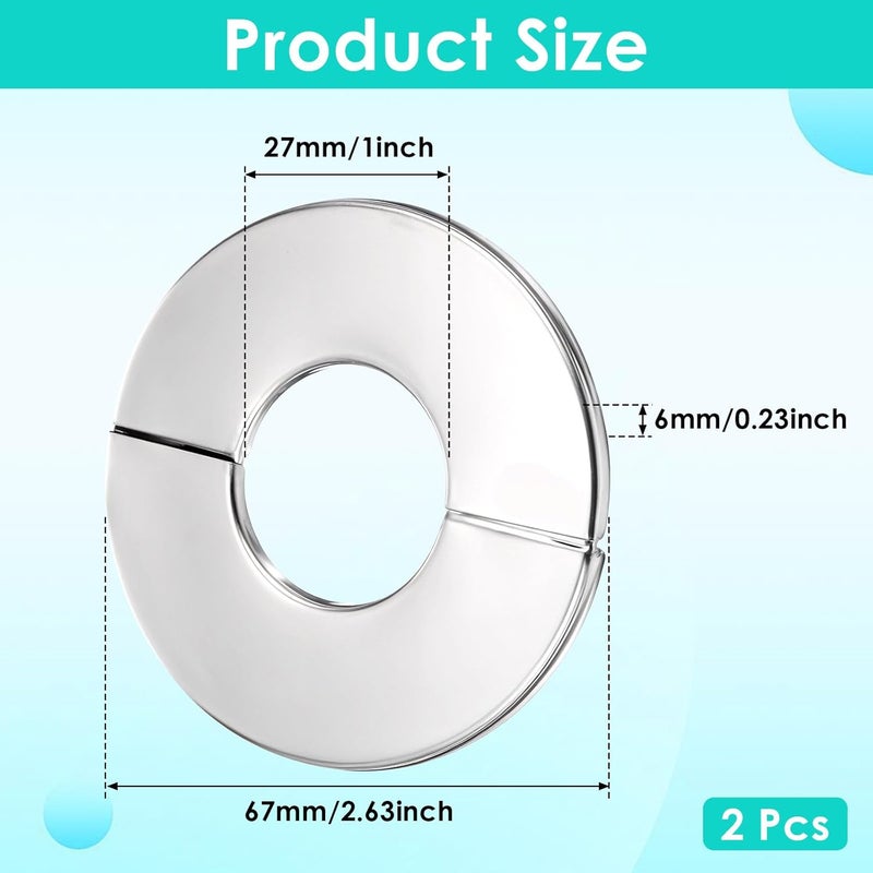 Bruislard 2PCS Wall Split Flange, Stainless Steel Plumbing Cover Plates, Round Escutcheon Plate for 28mm Dia Pipe, Buckles Design, Silver - Image 2